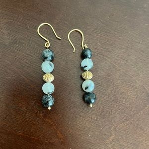 black tourmaline in quartz earrings